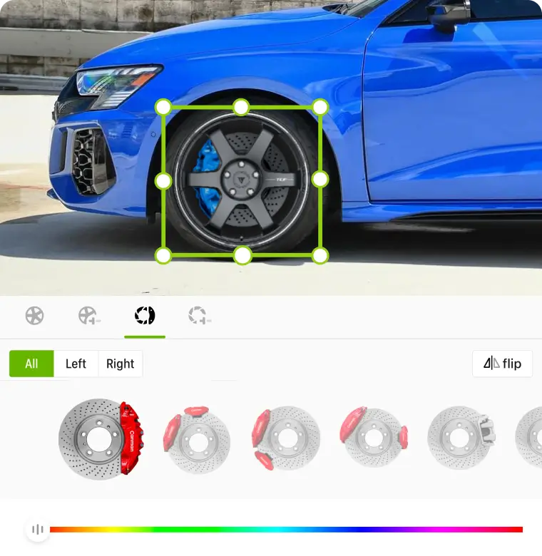 Brake caliper visualizer by Carman Wheel - real time caliper color matching on your vehicle